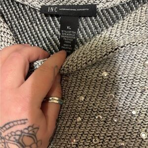 INC International Concepts Black & Cream Studded Knit Sweater